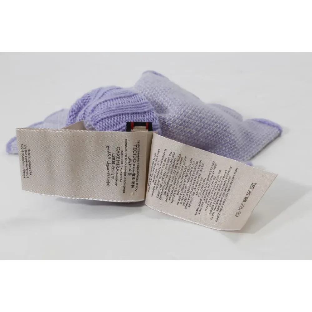 Gucci GG Knit Cashmere Fingerless Gloves Lilac Lavender Purple Size M 210/100